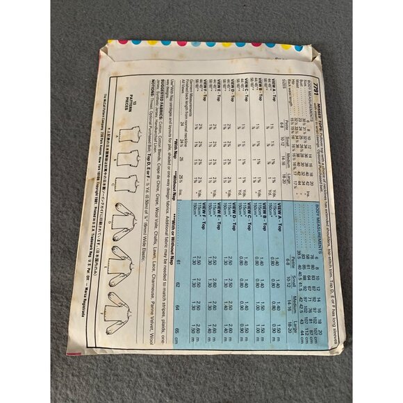 Vintage McCalls 7791 Misses Blouse Pattern Size Small Uncut 1981 - Picture 2 of 3